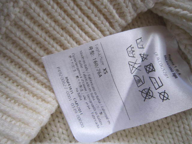 クローゼット整理！RED VALENTINO 100%cotton 模様編み＆embroidery入り クルーネック長袖セーター XS（160/76A）used_画像10