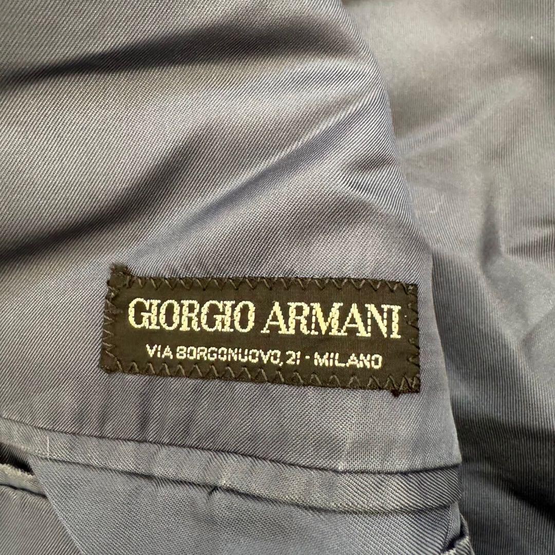 Giorjgio Armani ジョルジオアルマーニ 極上シルク素材 テーラードジャケット ジャガード ネイビー XL相当_画像8