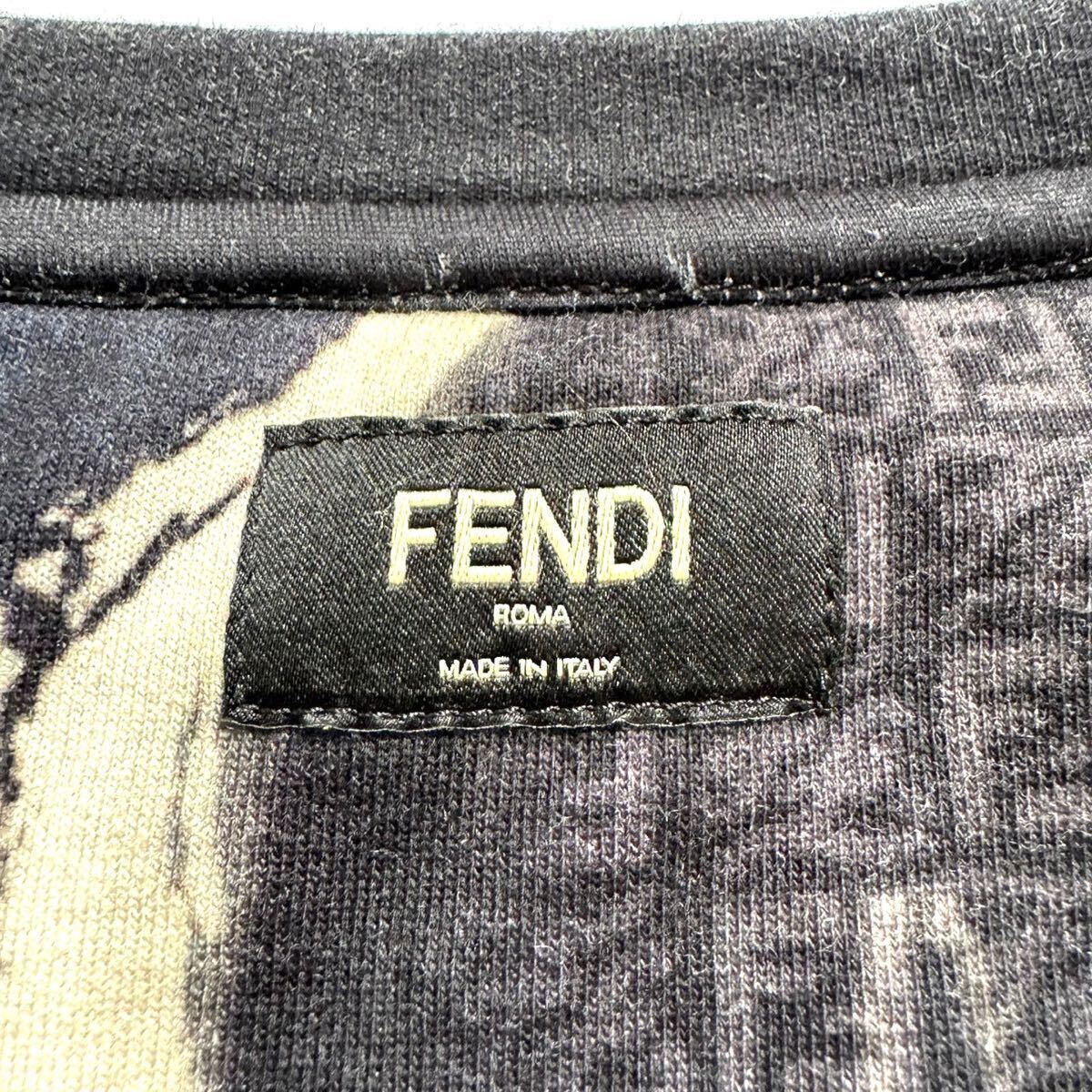  прекрасный товар FENDI Fendi тренировочный футболка tops en Boss Logo Zucca вырез лодочкой темно-синий M соответствует 