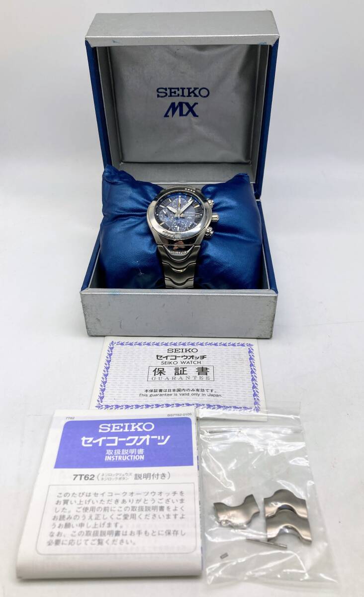 蘇さ(HY578) 1円スタート！腕時計　SEIKO　セイコー　MX　クロノグラフ　7T62-0A40　不動　クオーツ　ジャンク品　60サイズ_画像7