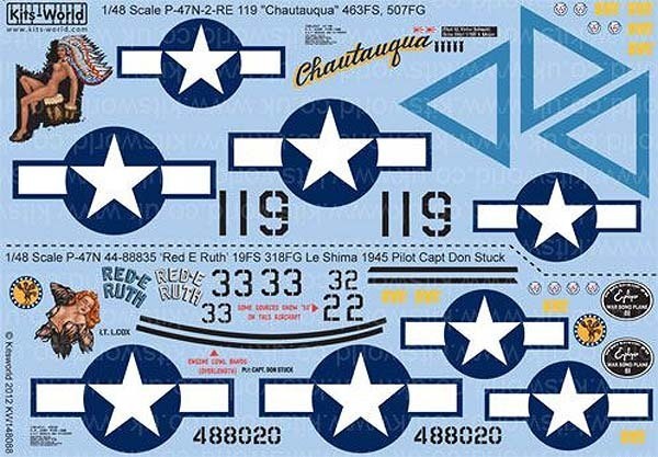 Kits-World(148088)1/48 P-47N Thunderbolt 'Chatauqua'他用デカールの画像3