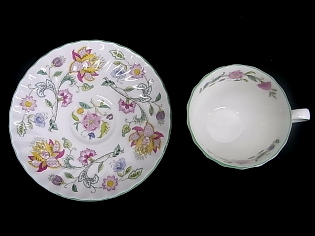 h0841 MINTON HADDON HALL ミントン　ハドンホール　ボーンチャイナ　花柄　カップ＆ソーサー　デミタス　カップ＆ソーサー_画像2