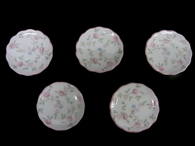 h0842 Noritake Bone China　ノリタケ　ボーンチャイナ　ミニ　豆皿　箸置き　スプーンレスト　キューティーローズ　５客セット_画像2