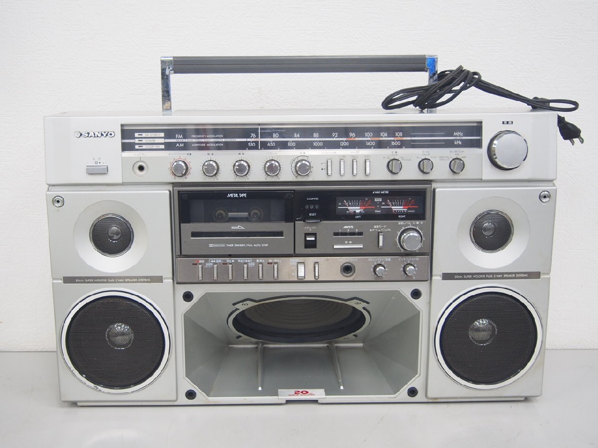☆【2H0311-24】 希少品 SANYO サンヨー FM/AM 2バンド ステレオラジオカセットレコーダー 大型ラジカセ 2way スピーカーシステム MR-X20 1の画像2