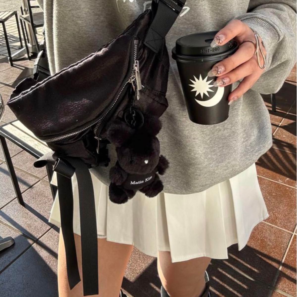 ribbon satin 2way body bag エピヌ epine 黒 ボディバッグ ribbon satin 2way body bag エピヌ epine 黒 ボディバッグ