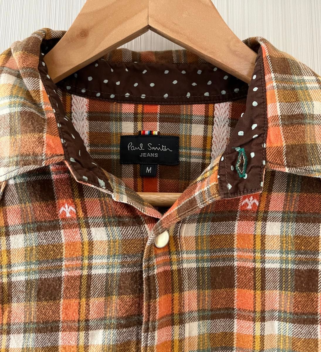 ポールスミス チェック柄 鳥 水玉 長袖シャツ 日本製 コットン
