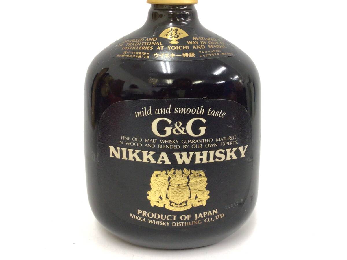 ニッカ ウイスキー G&G 黒瓶 金キャップ 装飾付き 760ml 重量番号:2 (118)_画像2