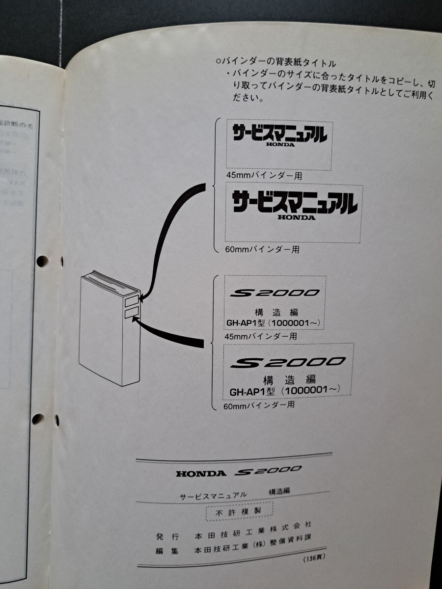 ホンダ　S2000　サービスマニュアル　構造編　99-4　　　　GH-AP1型(1000001～)_画像10