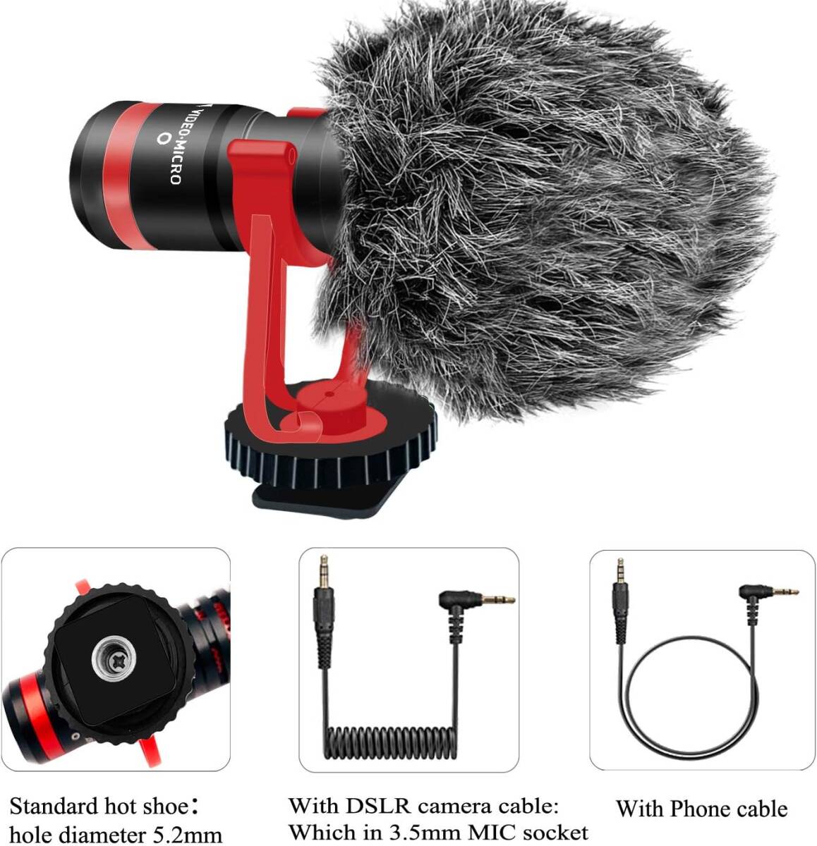 日常使い 商品 高音質スマホカメラマイク DSLR用 インタビューマイク 