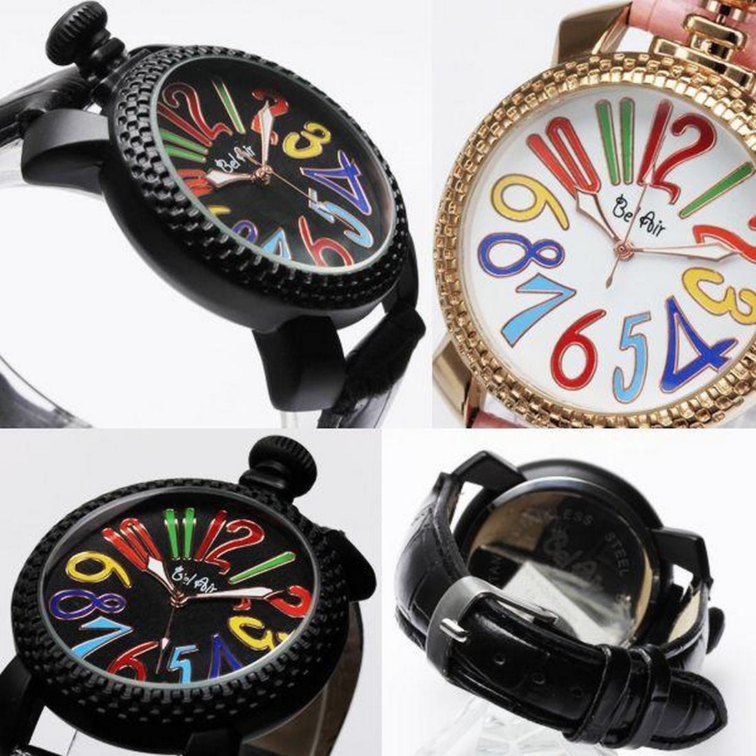 腕時計 レディース 安い トップリューズ式 ミディアムフェイス カラフル文字盤40mm ピンク_画像4