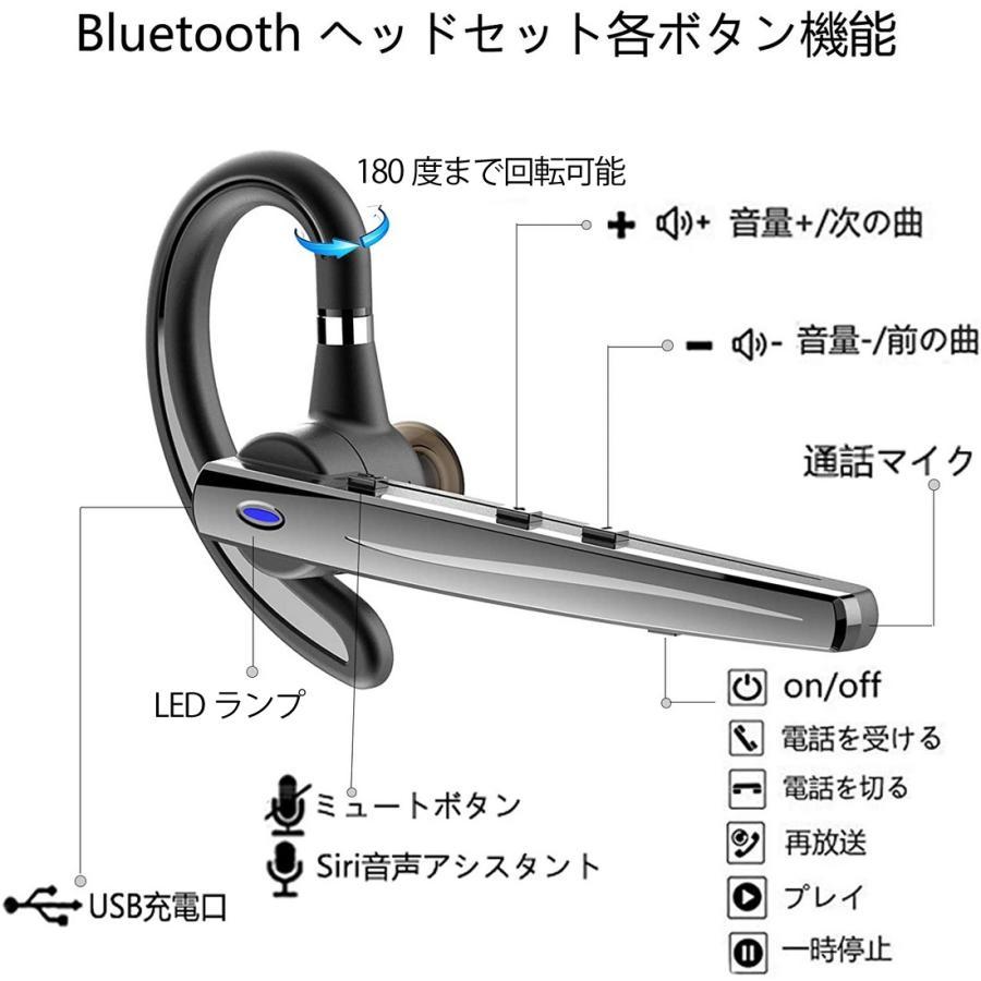 Bluetoothヘッドセット ブラック Bluetooth5.0搭載 マイク内蔵 高音質 片耳 Bluetoothイヤホン ハンズフリー通話 ビジネス 快適の画像4