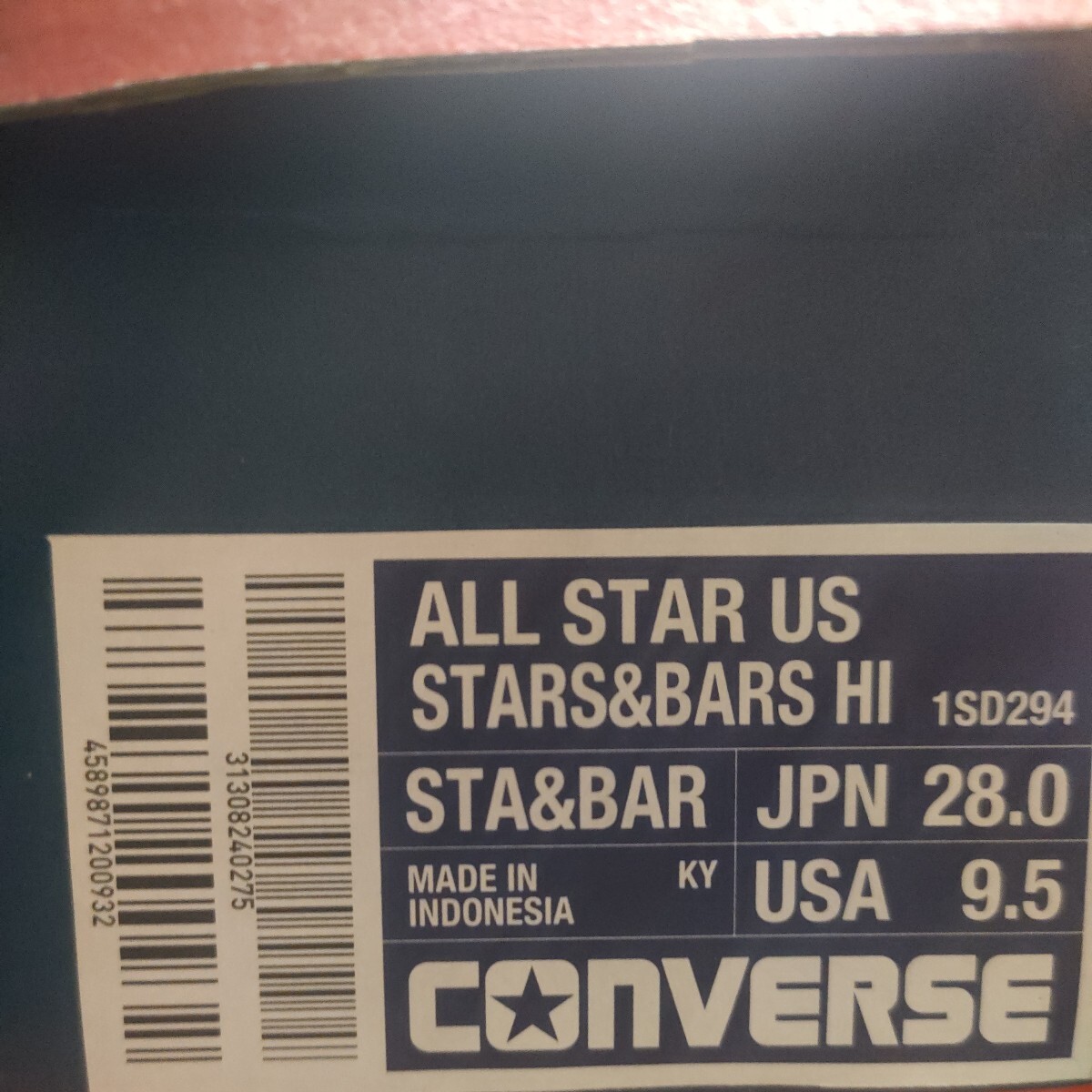 新品 定価9350 CONVERSE ALLSTAR HI コンバース オールスター ハイカット 28cm STARS＆BARS 星条旗 ハイカット 赤 紺 レッド US9.5_画像6