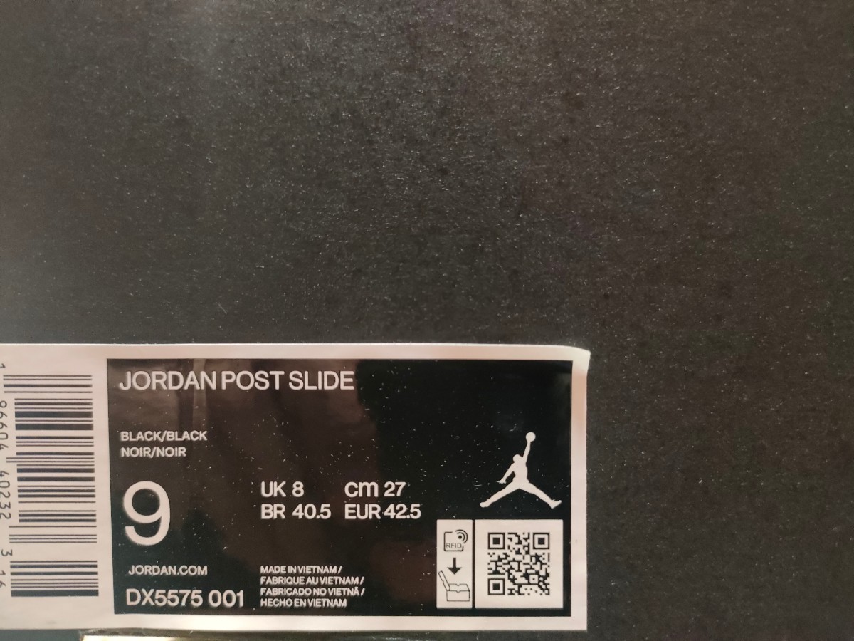 新品 未使用 NIKE JORDAN POST SLIDE サンダル 27cm US9 ナイキ ジョーダン ブラック 黒の画像7