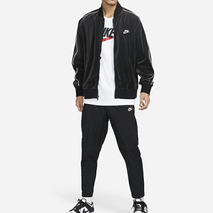 新品 定価23490 NIKE ベロア セットアップ ブラック 黒 L ナイキ 上下 メンズ ジャケット パンツ ジャージの画像2