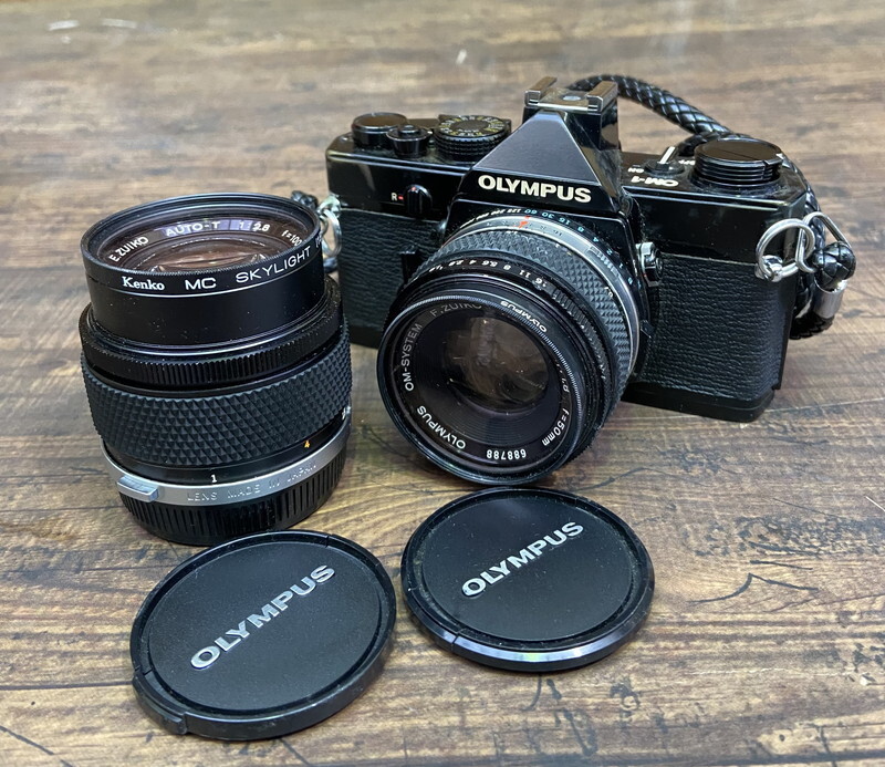 S-90◆OLYMPUS OM-1 一眼レフカメラ ボディ&レンズ 1:1.8 f=50mm 1:2.8 f=100mm オリンパスの画像1