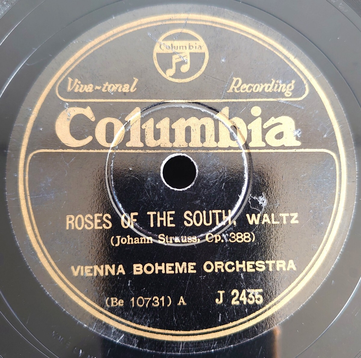 【蓄音機用SP盤レコード】ROSES OF THE SOUTH,WALTZ/DANUBE WAVES,WALTZ/VIENNA BOHEME ORCHESTRA/SPレコード_画像1