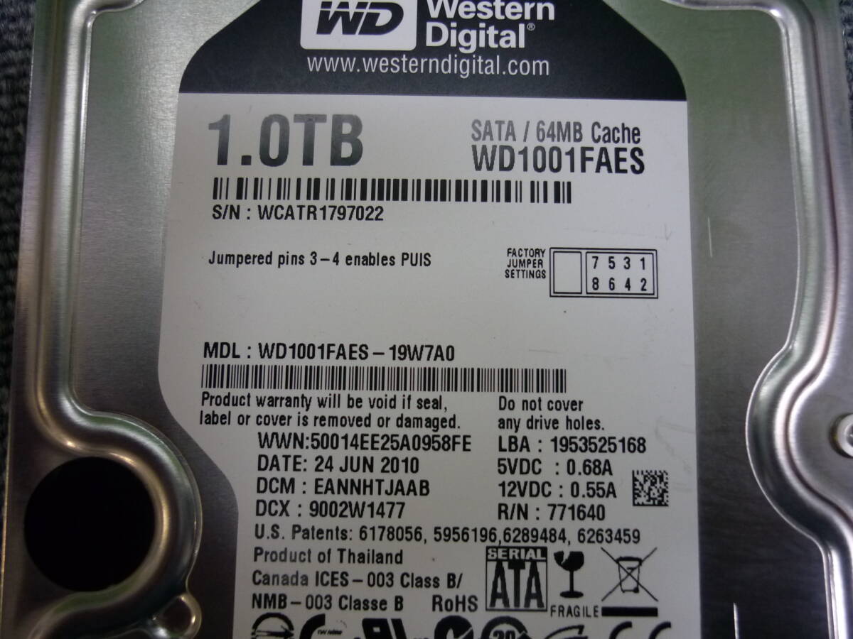 ■Western Digital 3.5インチ SATA 1000GB HDD 中古品■_画像2