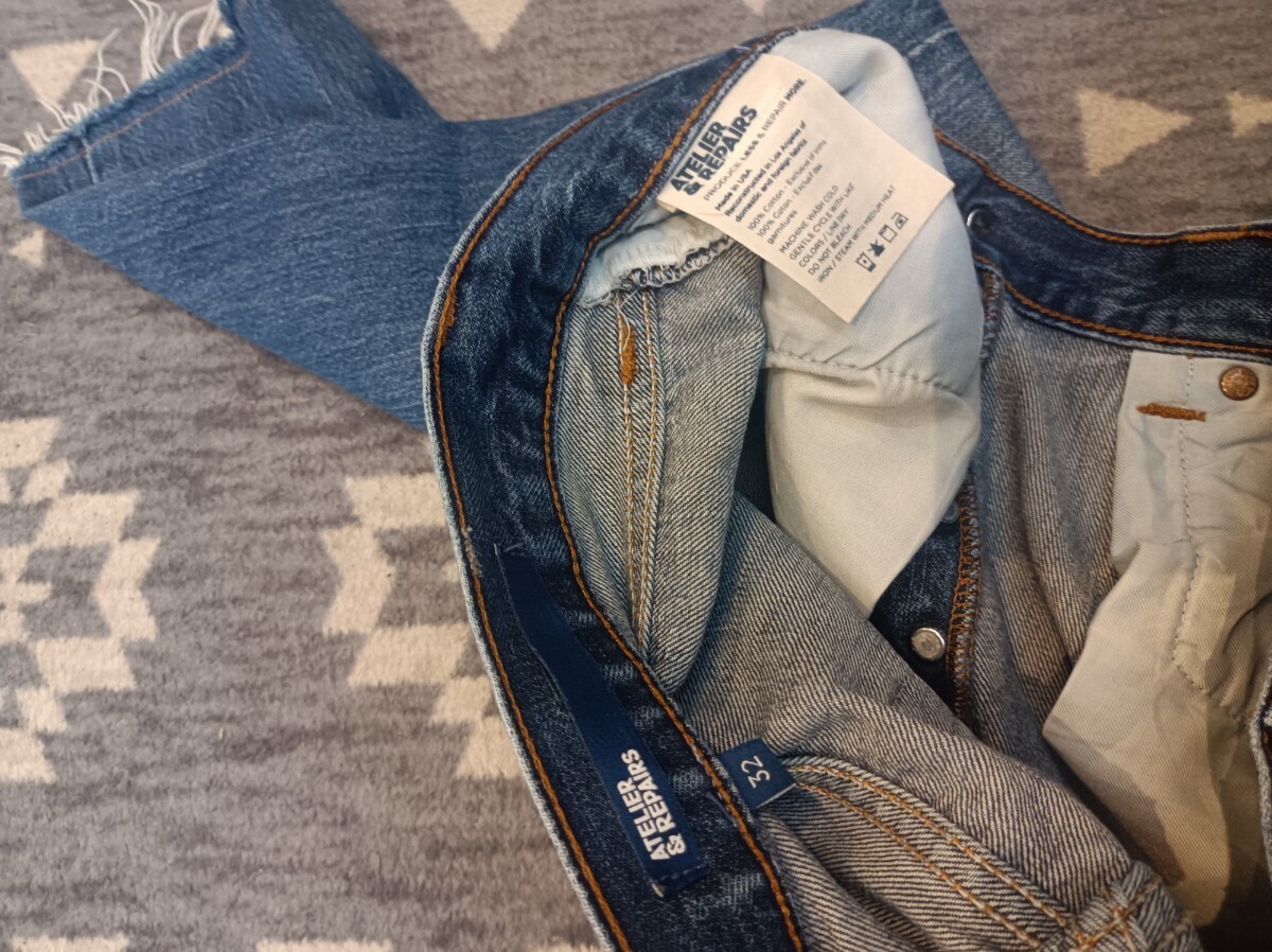 LEVI’S リーバイス ATELIER＆REPAIRS リメイク サルエルクロップドデニム ジーンズ W32_画像7