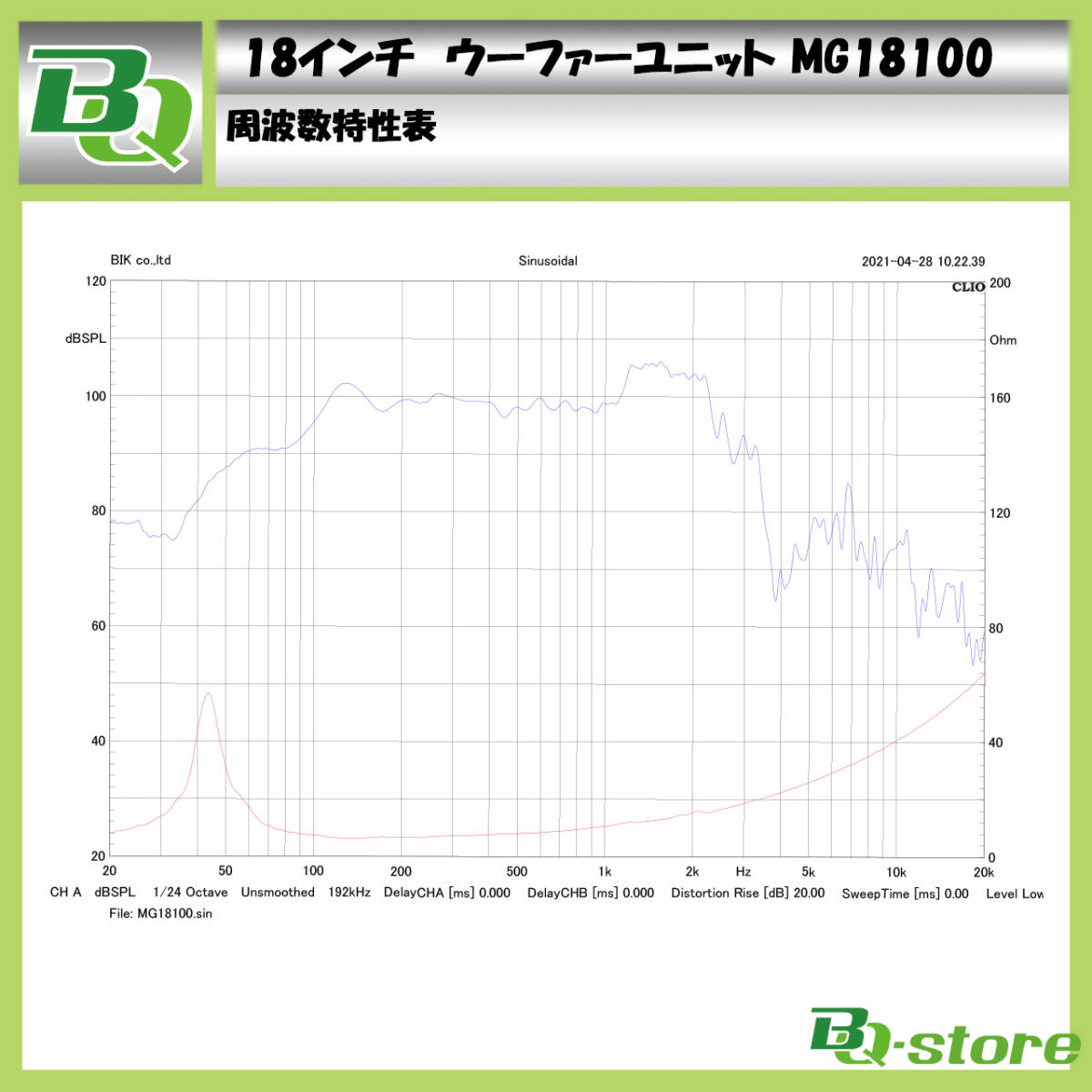 スピーカー　ウーハーユニット　18インチ　MG18100_画像5