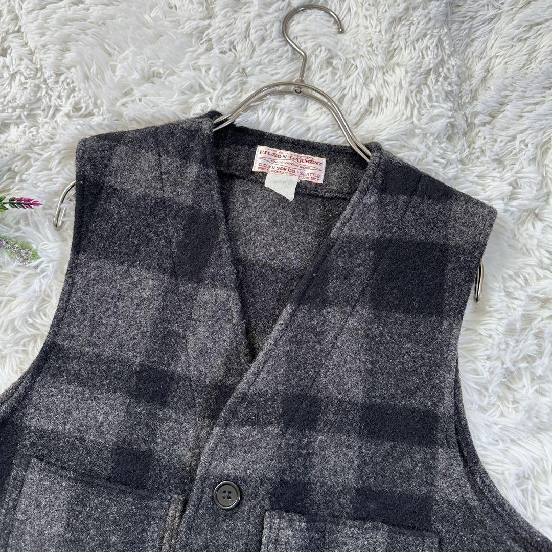 極美品 入手困難 FILSON フィルソン MACKINAW WOOL VEST 38 ベスト GILET ジレ 春 インナーベスト ウール チェック柄 格子柄_画像2