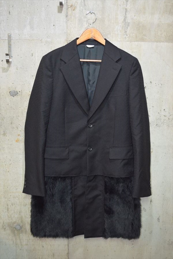 コムデ ギャルソン オム　プリュス　COMMEdesGARCONS　HOMME　PLUS　23aw　ウール　裾ファー切り替え　ジャケット　M　PL-J029 D5256