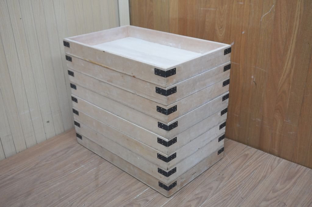 240118-037-5 木製　番重　8個セット　　麺箱　菓子箱　餅箱　フードコンテナ　_画像2