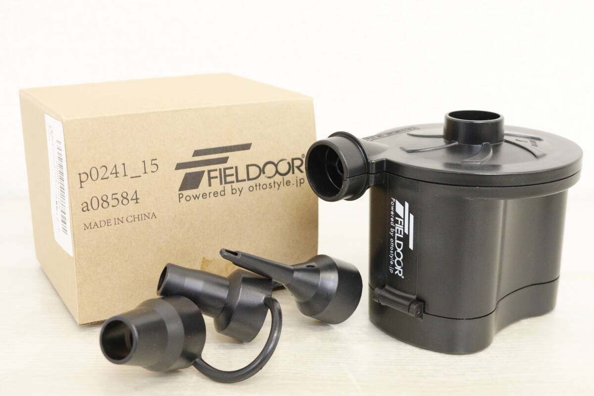 1000円～売り切り!! FIELDOOR フィールドア 乾電池式 電動エアポンプ 空気入れ&空気抜き両対応 -I835_画像1