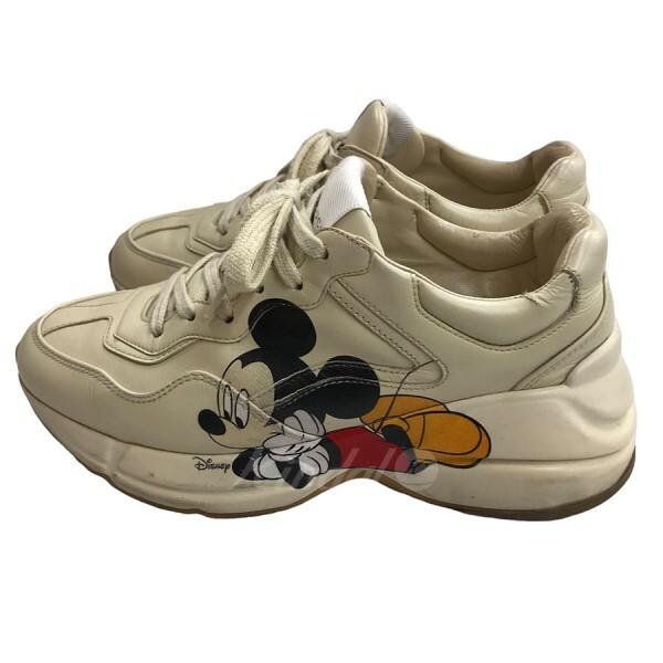 四条）　GUCCI × Disney　グッチ ディズニー　Rhyton Mickey Mouse Sneaker Bone ダッドスニーカー　8061000184376　C16_画像3