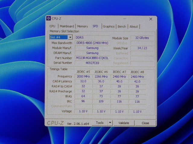 メモリ デスクトップパソコン用 Samsung DDR5-4800 PC5-38400 32GBx2枚 合計64GB 起動確認済み_画像7