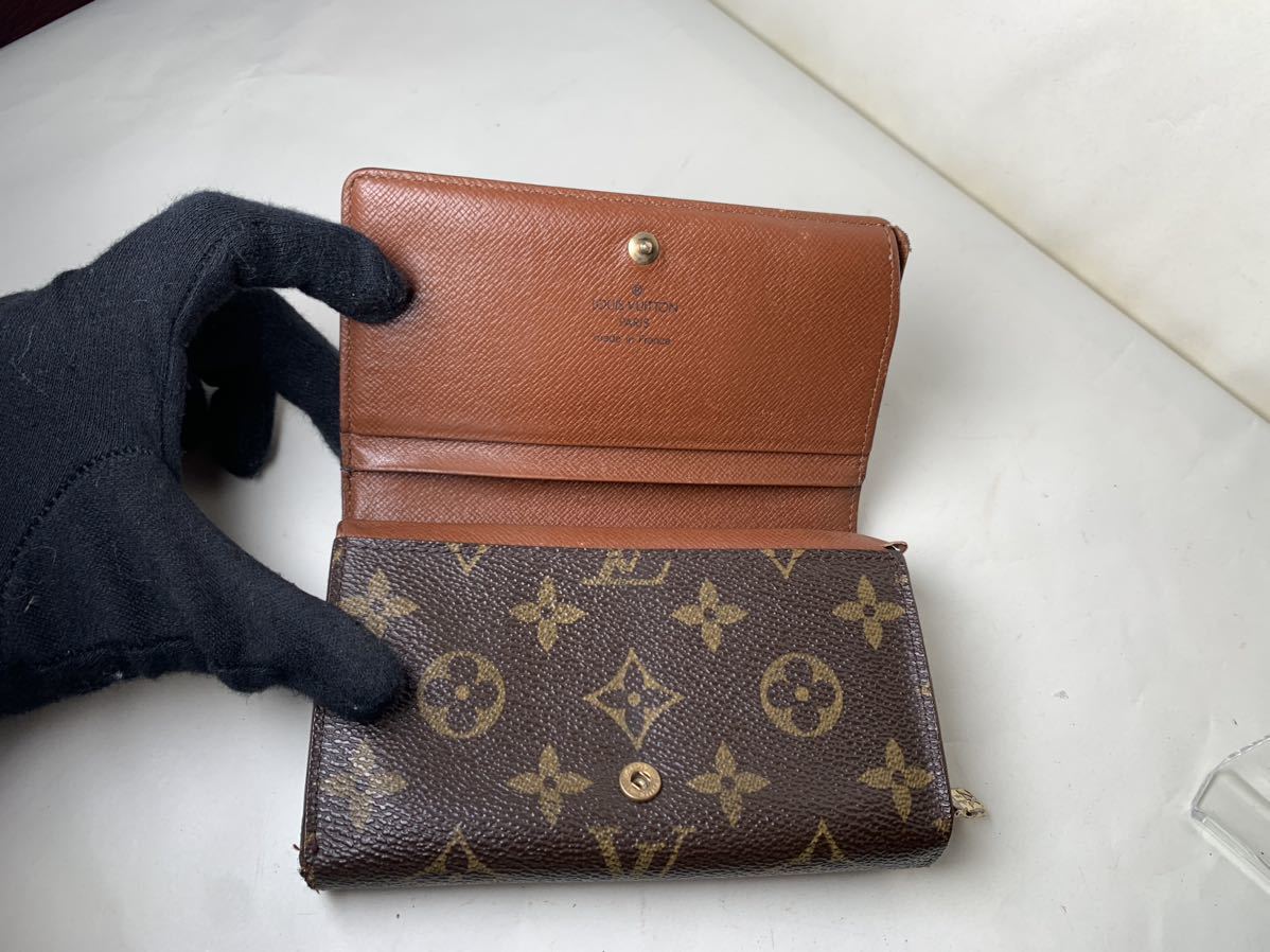 330 1円 LOUIS VUITTON ルイヴィトン M61730 モノグラム ポルトモネ ビエ トレゾール 二つ折り 財布 ブラウン系_画像7