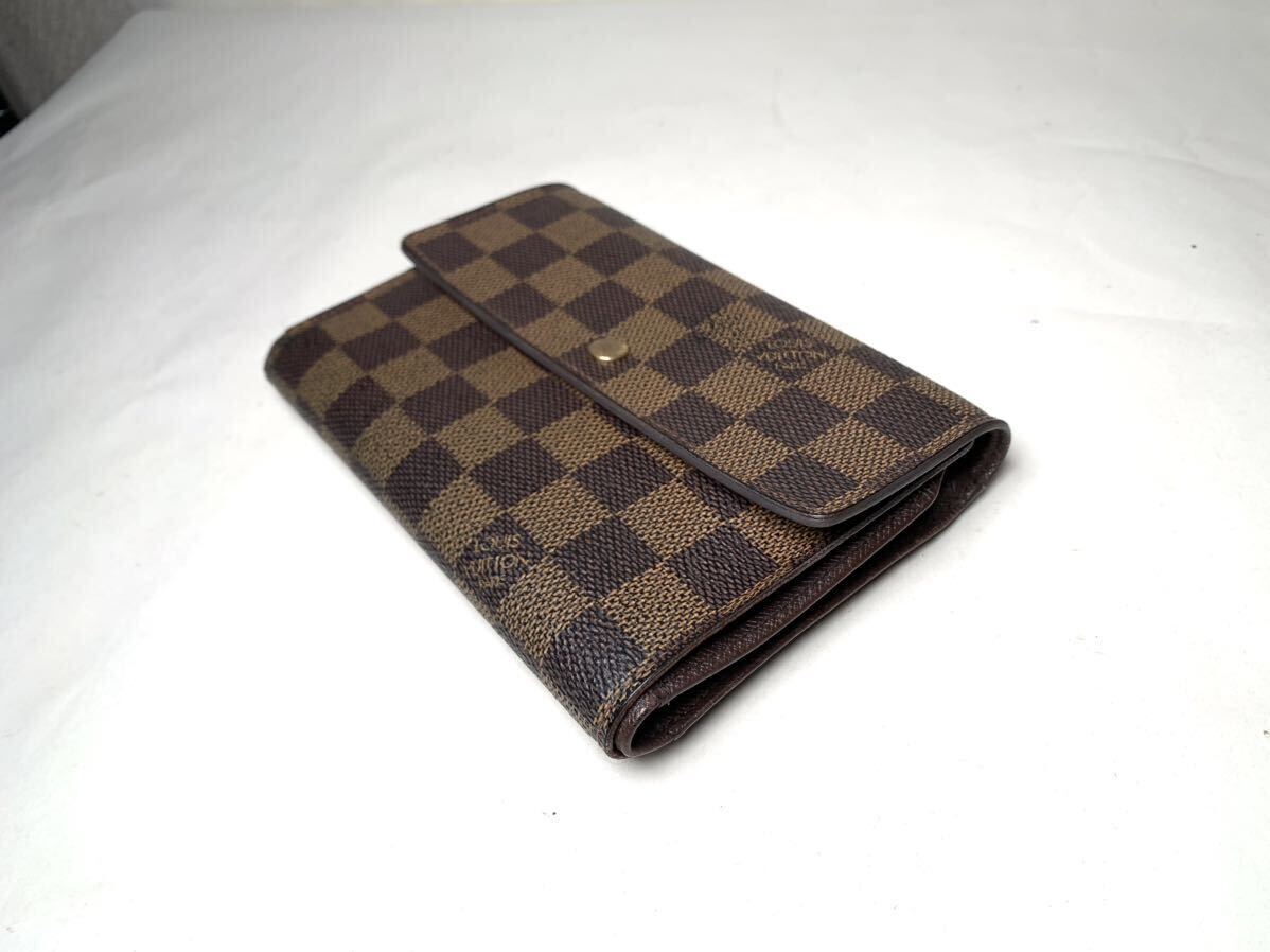 381 1円 ■美品■ LOUIS VUITTON ルイヴィトン N61202 ダミエ ポルトトレゾール エテュイ パピエ 三つ折り 財布 ウォレット ブラウン系_画像4