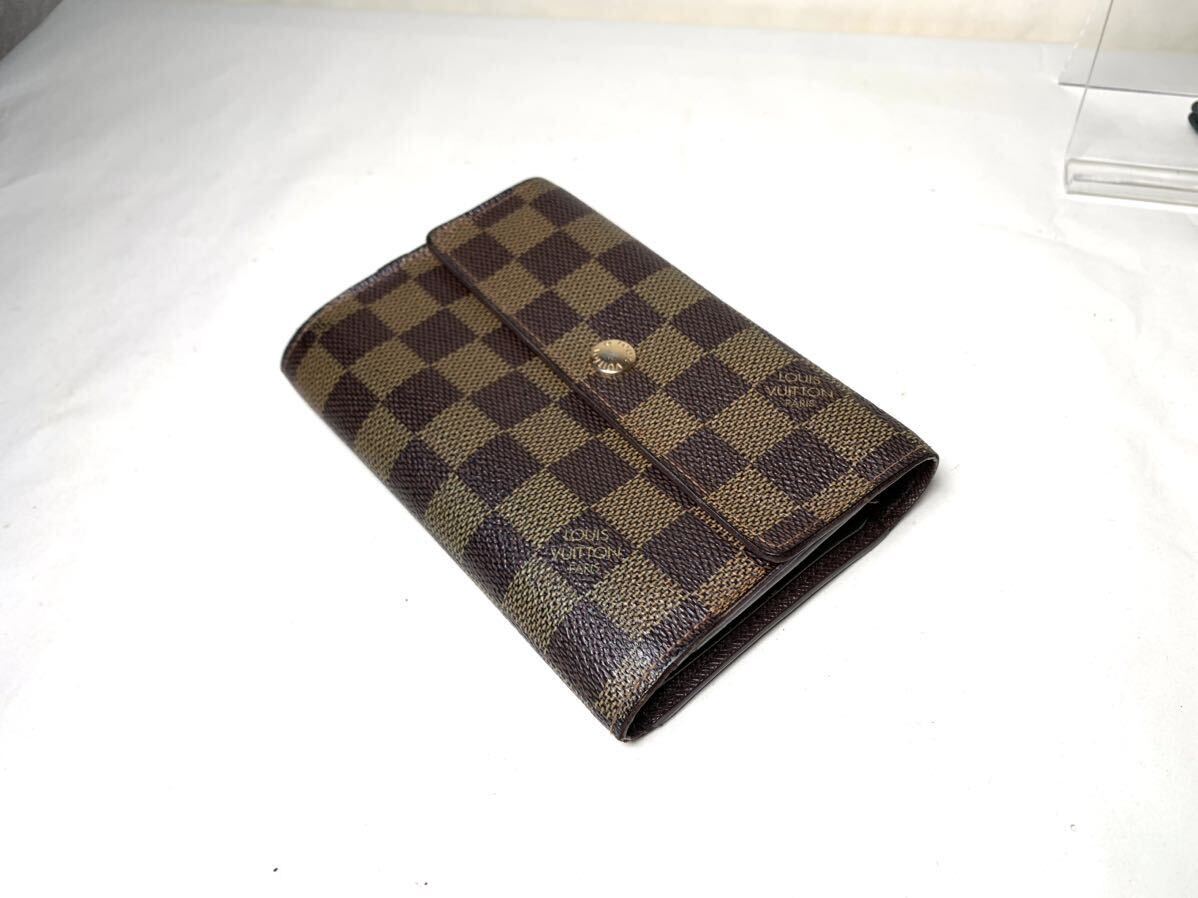 512 極美品 1円 LOUIS VUITTON ルイヴィトン N63067 ダミエ ポルトフォイユ アレクサンドラ 三つ折り 財布 ウォレット レディース ブラウン_画像4