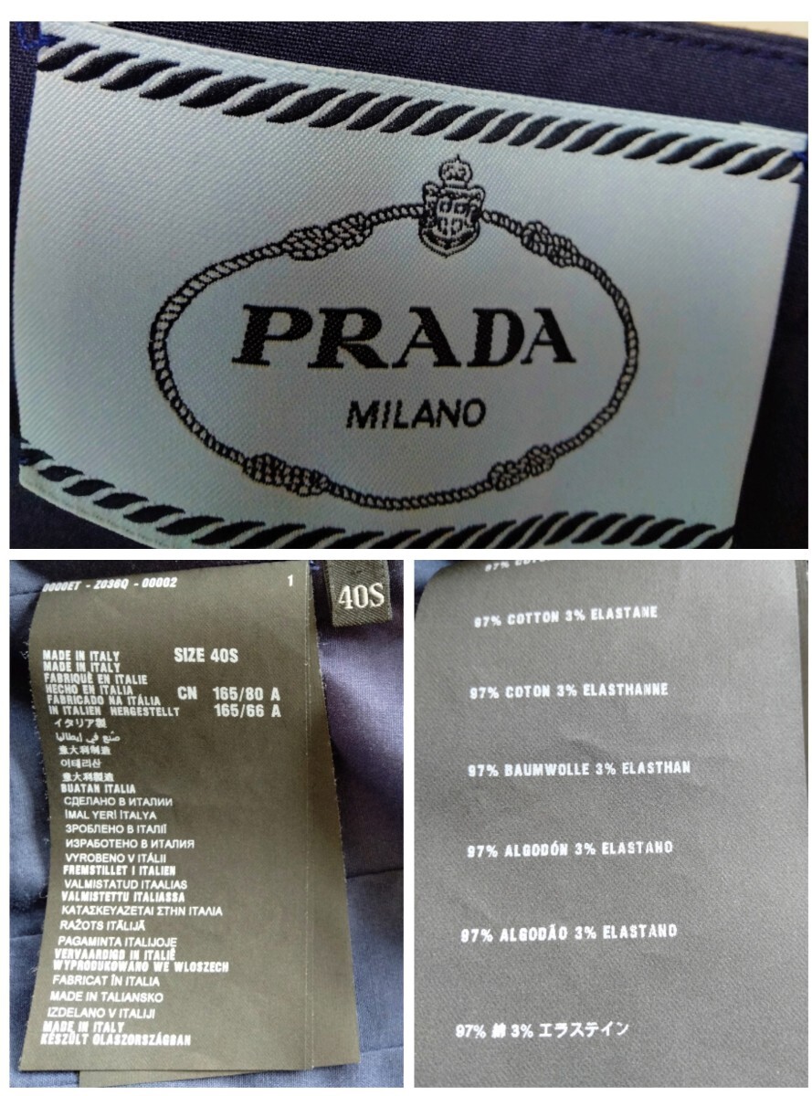 ☆【即決送料無料】PRADAプラダベルト付プリーツワンピースネイビーブルー40S☆_画像6