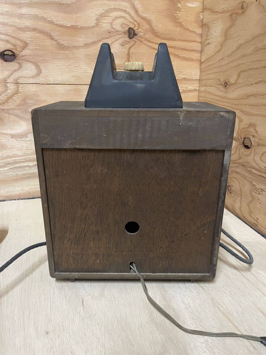 有線放送 電話ボックス Nippon Electric インテリア オブジェ レトロ アンティーク 電話機 黒電話 小道具 木製スピーカーの画像5