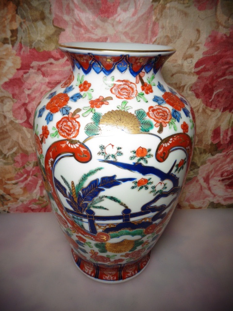 ◆秀峰作・花瓶・飾り壺・赤絵・サイズ直径20センチ周り76センチ高さ30センチ◆25_画像1