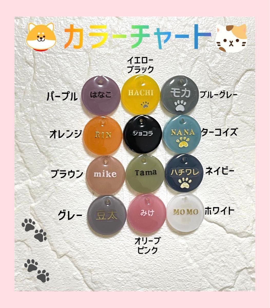 オーダーメイド　ハンドメイド　レジン　犬　猫　迷子札　ネームプレート　名入れ　文字入れ　電話番号　【値下げ不可】