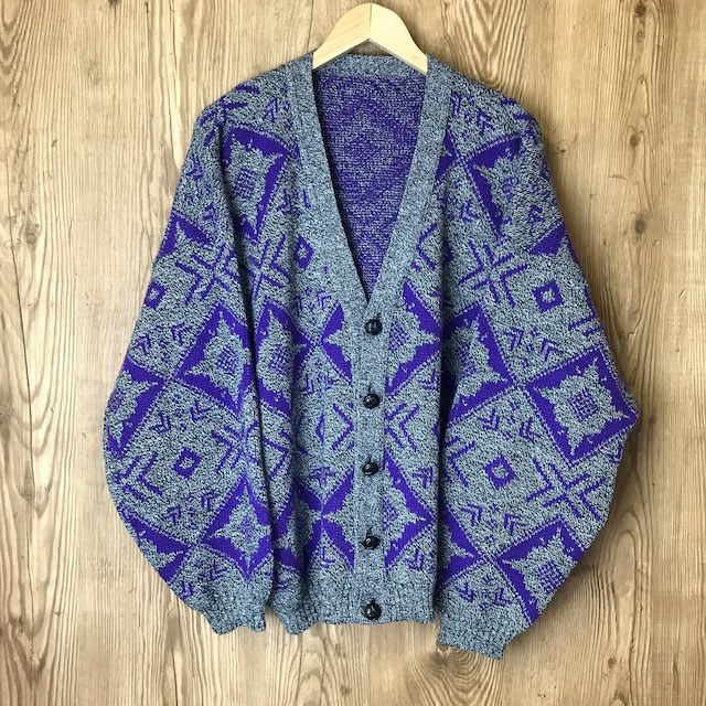 90s VINTAGE 総柄 ニット カーディガン メンズ Lサイズ程 90年代 90s VINTAGE 総柄 ニット カーディガン メンズ Lサイズ程 90年代