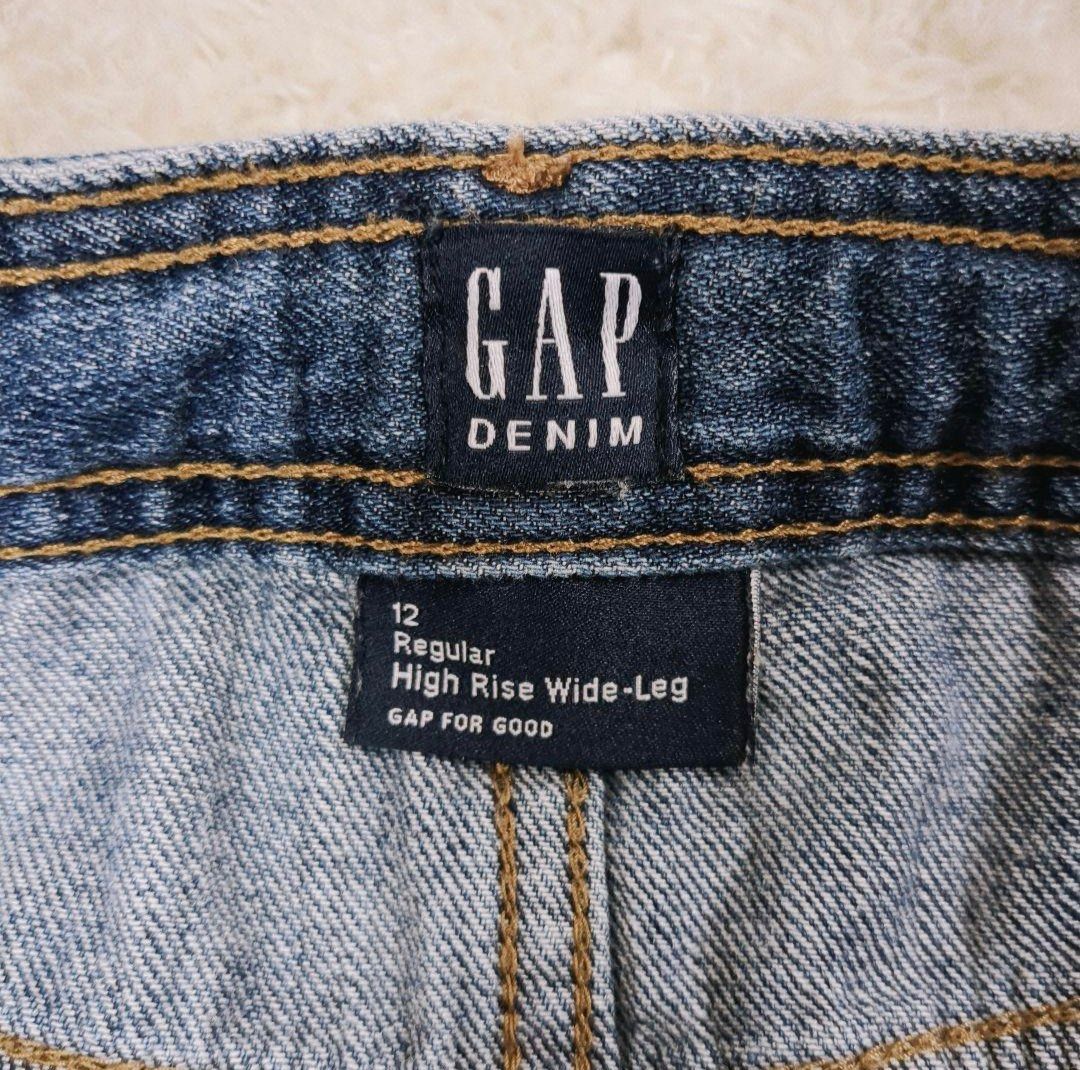 GAP　ギャップ　ボタンフライ　ハイライズ　ワイドパンツ　ストレッチデニム　M ジーンズ インディゴ