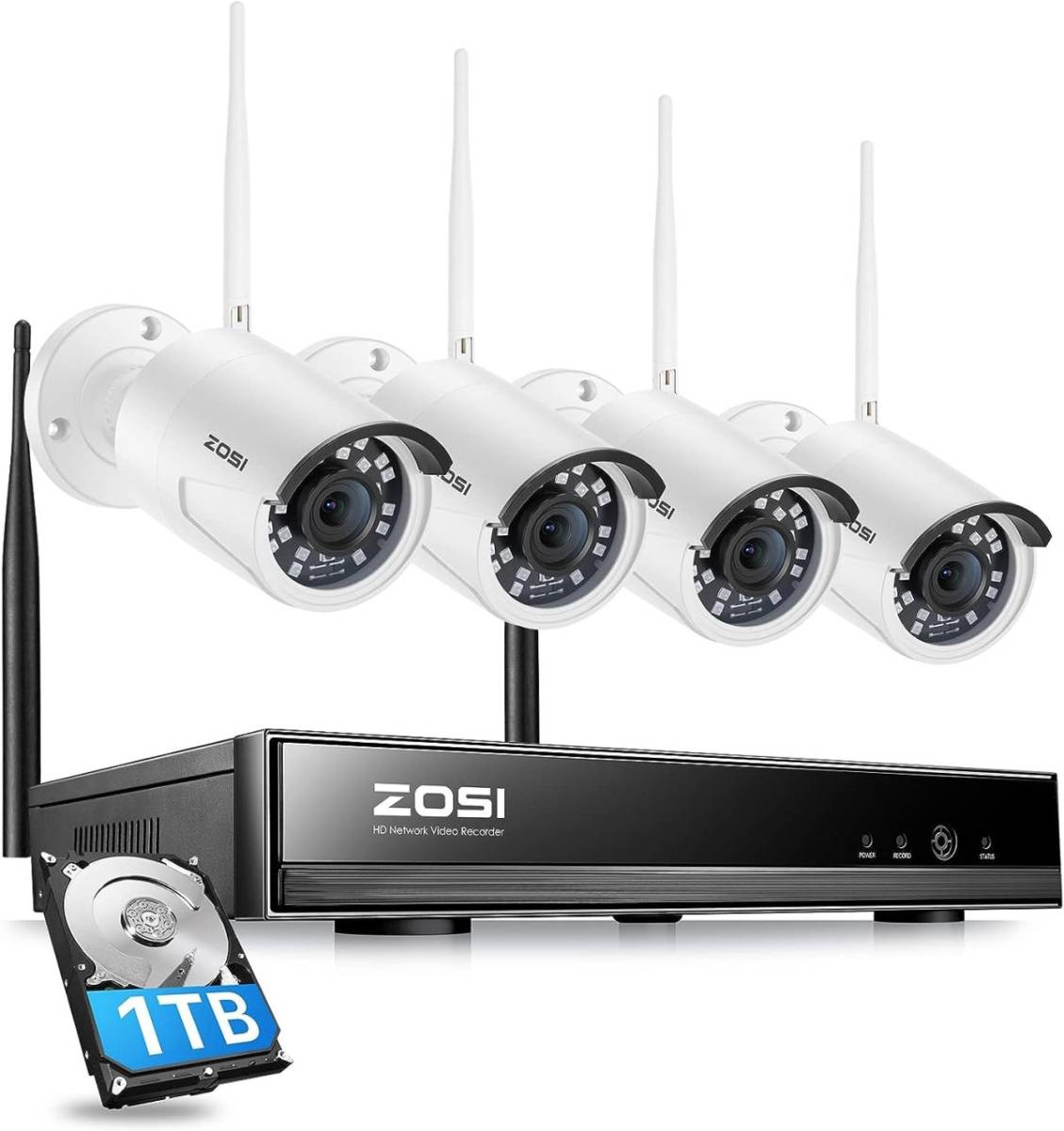 [ new goods free shipping ]ZOSI wireless security camera 4 pcs. set 300 ten thousand pixels security camera outdoors wide-angle H.265 compression technology security camera 8ch 1TB HDD built-in 