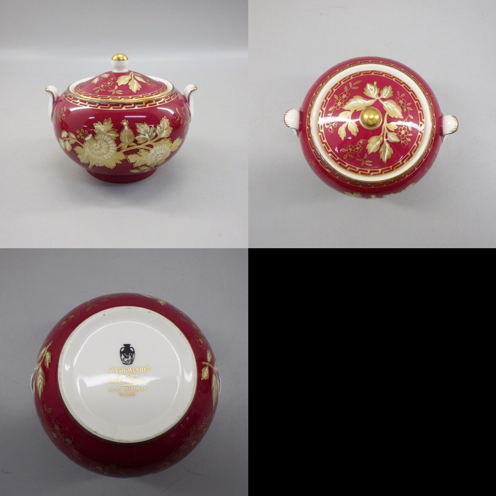 1円～ WEDGWOOD ウエッジウッド RUBY TONQUIN トンキンルビー ポット/シュガー/クリーマー 計3点 食器 45-2585029【O商品】_画像6