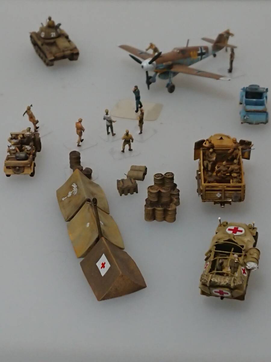 1/144完成品　Bf109F・黄の14/マルセイユ＆Otto＆ロンメル・幕僚＆オペルT＆Ⅱ号F型＆Kfz15＆Sdkfz251-8＆備品「砂漠の狐とアフリカの星」_画像1