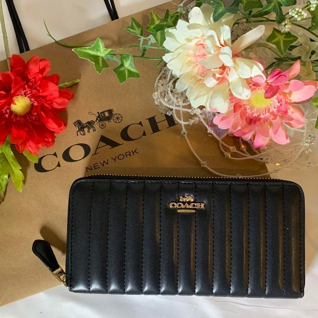 COACH コーチ 長財布 キルティング ブラック