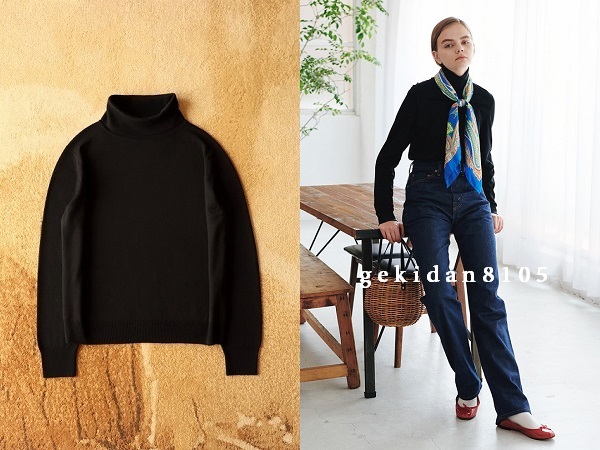 MARGARET HOWELL × JOHN SMEDLEY マーガレットハウエル 2020 新型 タートルネック ニット 黒 イギリス製 47,300円 極美品_画像1