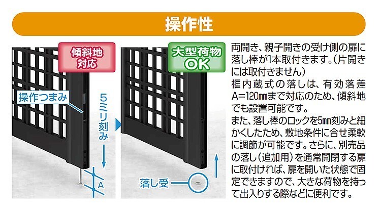 門扉 アルミ門扉 YKK シンプレオ A1型 片開き 門扉フェンス 0710 扉幅70cm×高さ100cm 全幅881mm DIY 門柱タイプ_画像4