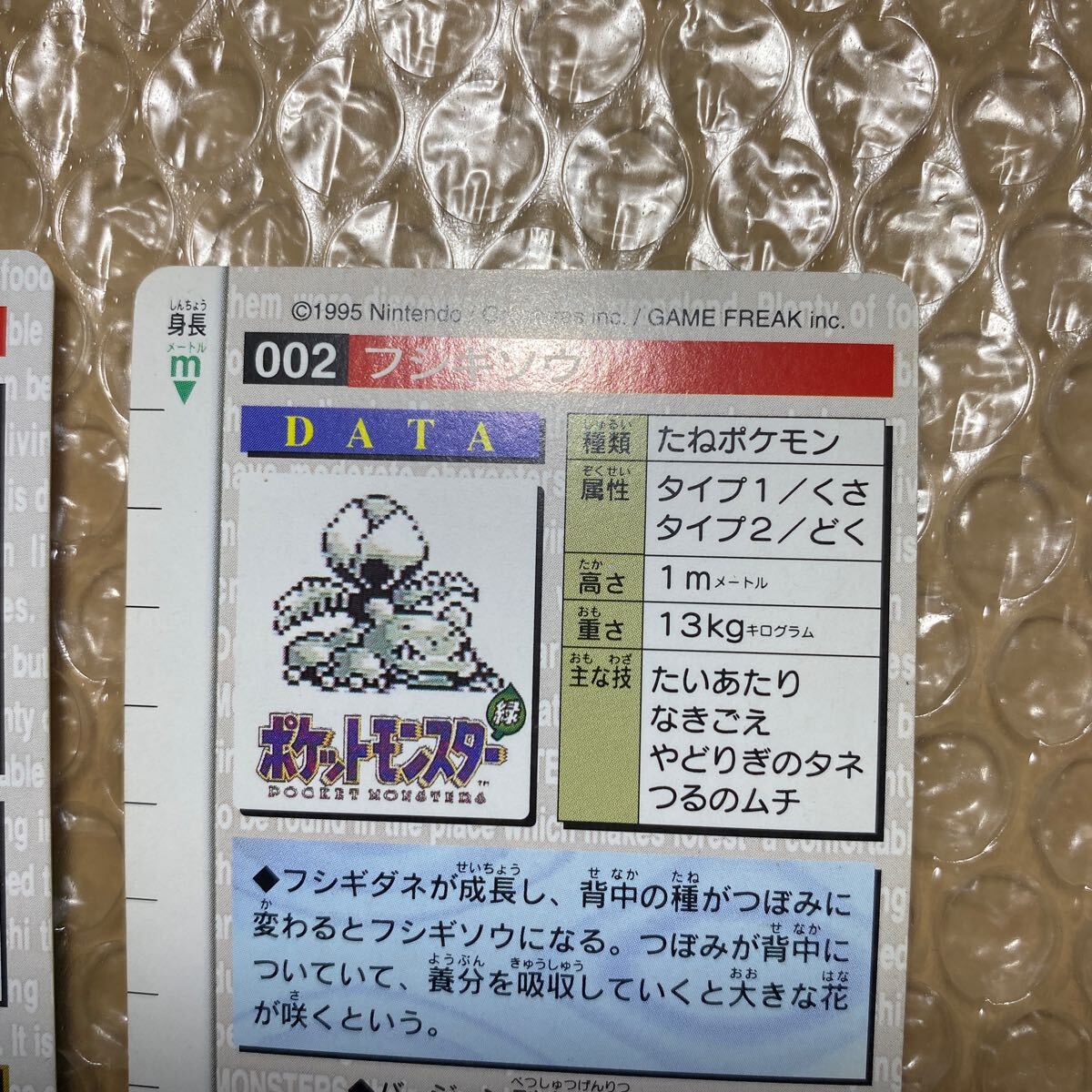 2枚セット BANDAI バンダイ 1996 ポケモン カードダス ポケモンカード 緑 赤 フシギソウ_画像9