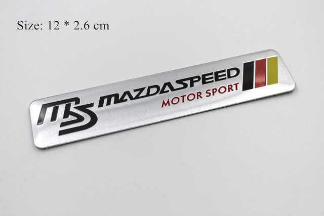 【送料込】MAZDA SPEED(マツダスピード) エンブレムプレート 赤 縦2.６cm×横12cm アルミ製 MSの画像1