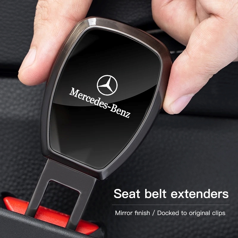 Mercedes-Benz メルセデスベンツ シートベルト エクステンダー バックル ミラー仕上げ ワンプッシュ ボタン ガンブラック 黒 AMG spの画像1