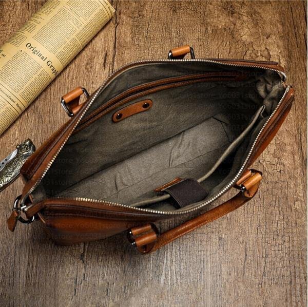  high quality *. hand dyeing cow leather hand made men's bag original leather business bag leather commuting bag tote bag handbag bag size correspondence 