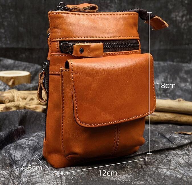  popular beautiful goods * for man cow leather waist bag fashion shoulder bag belt attaching shoulder bag mobile bag 