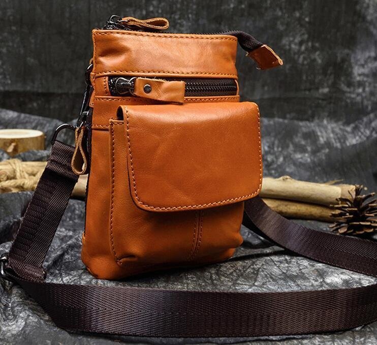  popular beautiful goods * for man cow leather waist bag fashion shoulder bag belt attaching shoulder bag mobile bag 